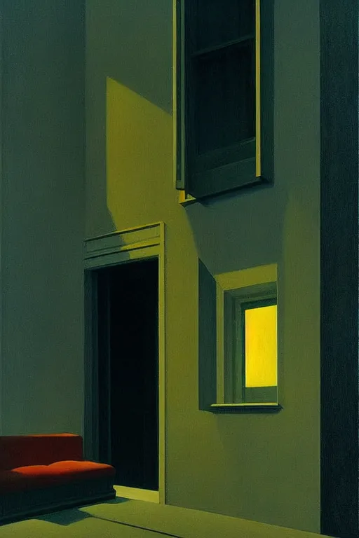 Image similar to isolation, edward hopper and james gilleard zdzislaw beksisnski higly detailed