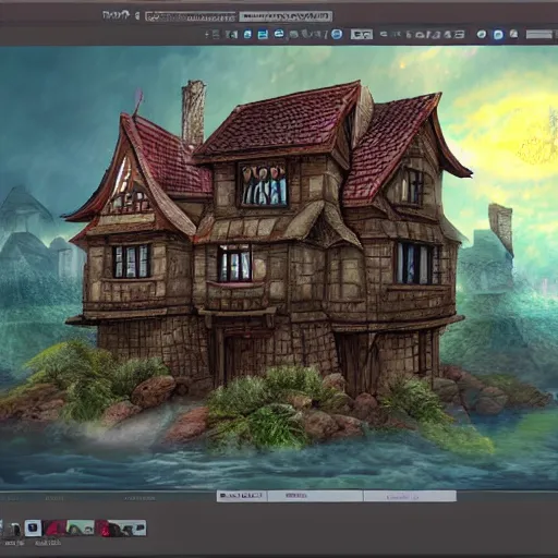 Image similar to digital art of a fantasy house