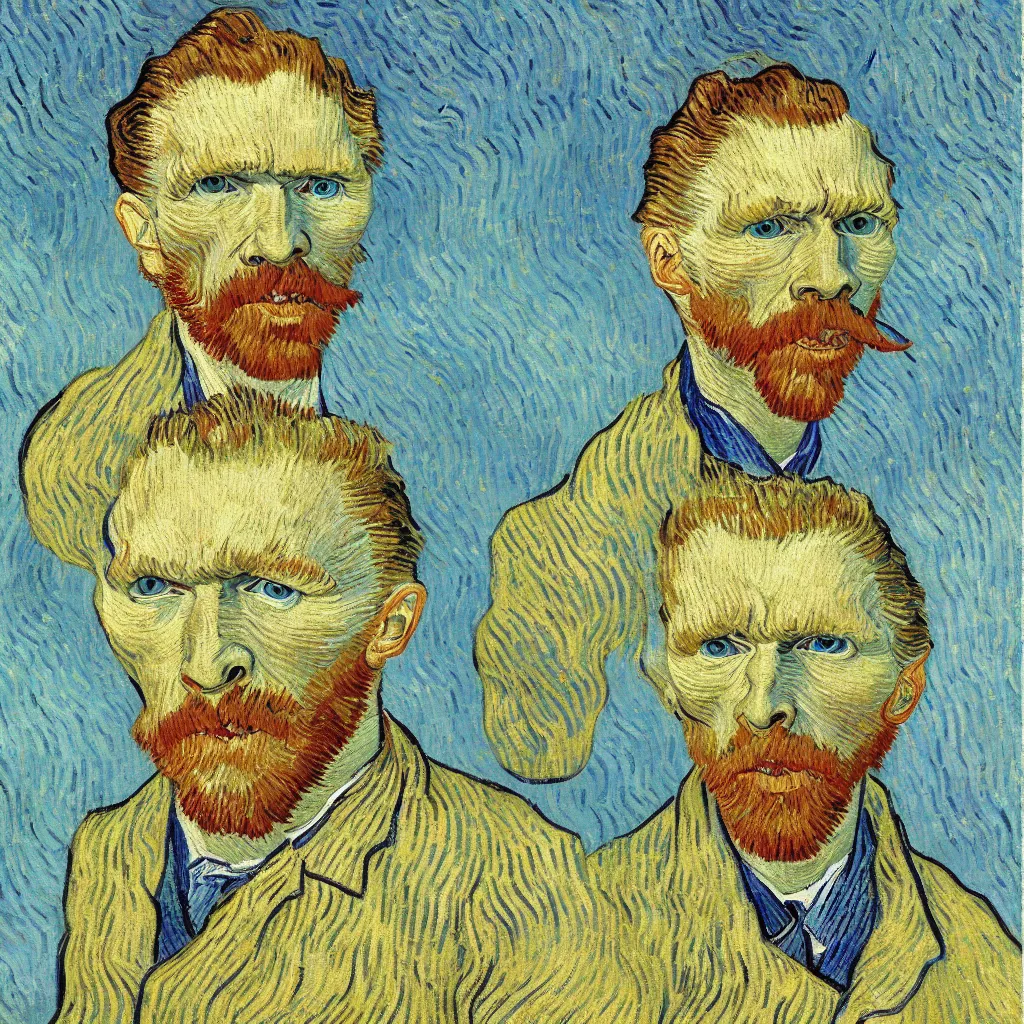 Prompt: a portrait of vincent van gogh painted by salvador dali