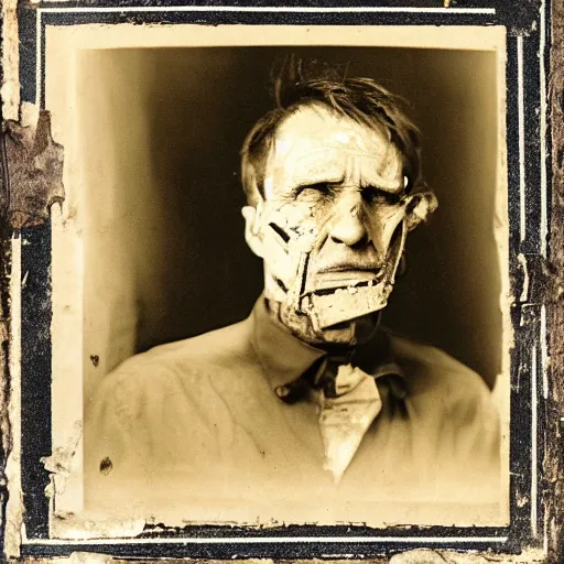 Prompt: photograph of a kind decaying man