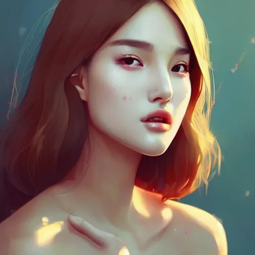 Image similar to a beautiful young korean k pop natalie portman alluring instagram model in crop top, by guweiz and wlop and ilya kuvshinov and artgerm, symmetrical eyes, aesthetic, gorgeous, stunning, alluring, attractive, artstation, deviantart, pinterest, digital art