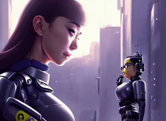 Prompt: a film still portrait of a bionic female cop, finely detailed features, minions, cinematic lighting, perfect art, night cyberpunk city, intricate, anime, minion, gapmoe grimdark, artstation, trending on pixiv fanbox, painted by greg rutkowski makoto shinkai takashi takeuchi studio ghibli, akihiko yoshida, 4 k