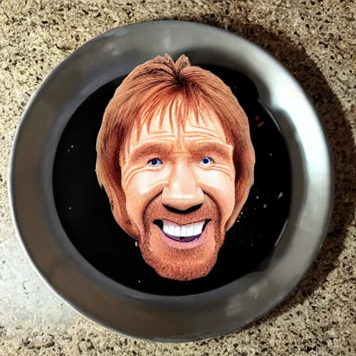 Image similar to chuck roast norris, food photo of chuck norris face on chuck roast