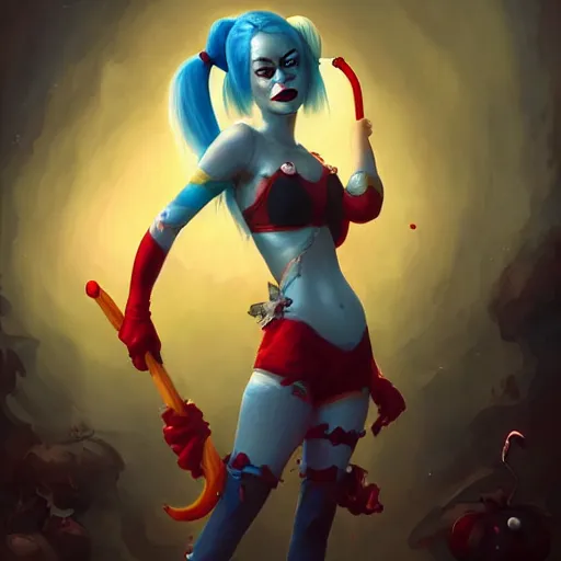 Prompt: harley quinn as an adorable vampire fairy, 8 k resolution matte fantasy painting, cinematic lighting, deviantart artstation, by lisa frank, by peter mohrbacher, by alena aenami