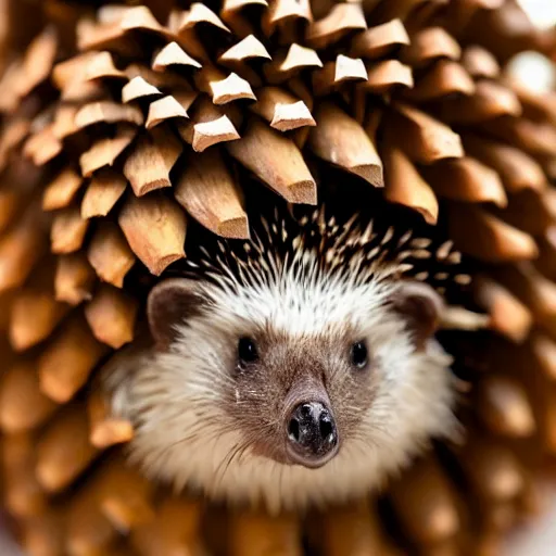 Image similar to photo of a pinecone with the face of a hedgehog