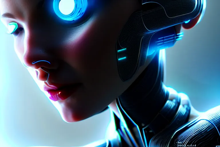 Prompt: ultra realistic, beautiful cyborg woman, sci-fi, fantasy, cyberpunk, intricate, elegant, highly detailed, digital painting, octane render, artstation, concept art, smooth, sharp focus, illustration