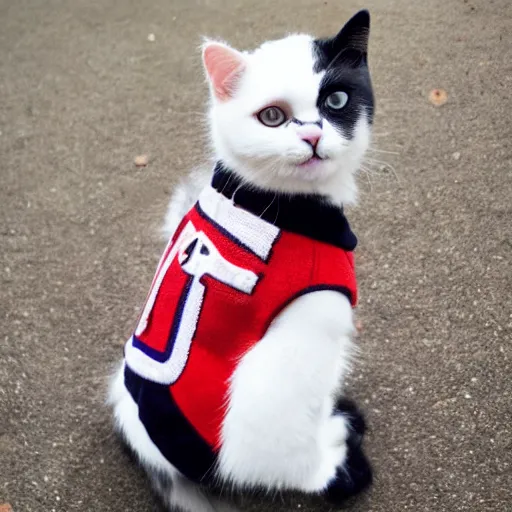 cat wearing a letterman jacket, Stable Diffusion