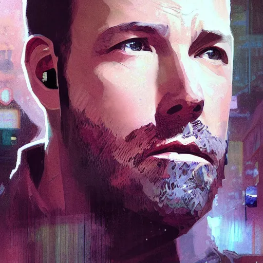 Prompt: ben affleck, hyperrealistic portrait, bladerunner street, art of elysium by jeremy mann and alphonse mucha, fantasy art, photo realistic, dynamic lighting, artstation, poster, volumetric lighting, very detailed face, 4 k, award winning