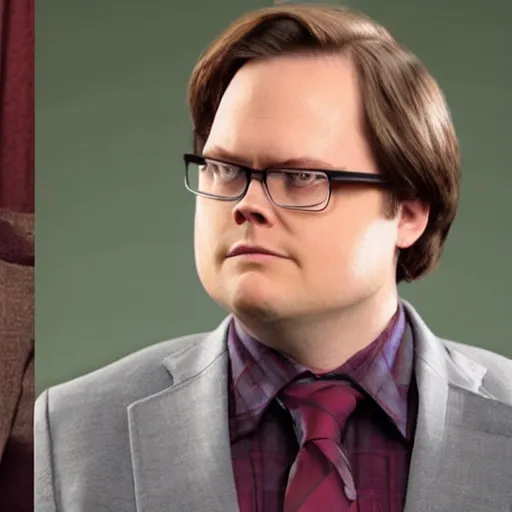 Image similar to dwight schrute pretending to be clark duke