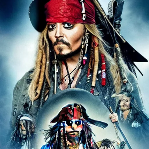 Image similar to axl rose replacing johnny depp in the lead role in pirates of the caribbean ( 2 0 2 4 ) film poster