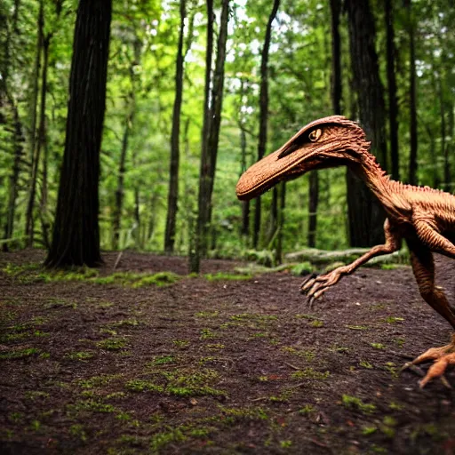 Prompt: velociraptor in forest, XF IQ4, f/1.4, ISO 200, 1/160s, 8K, RAW, unedited, symmetrical balance, in-frame