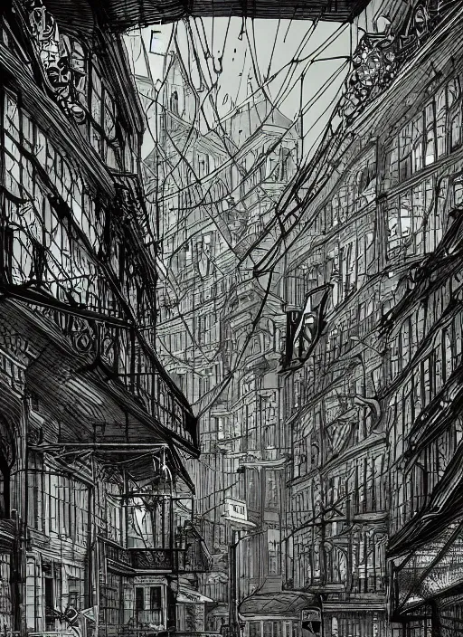 Image similar to Budapest, Beastars , Dynamic lighting, cinematic, extremely high detail, photo realistic, cinematic lighting, pen and ink, intricate line drawings, post processed, artstation, matte painting, style by Paru Itagaki