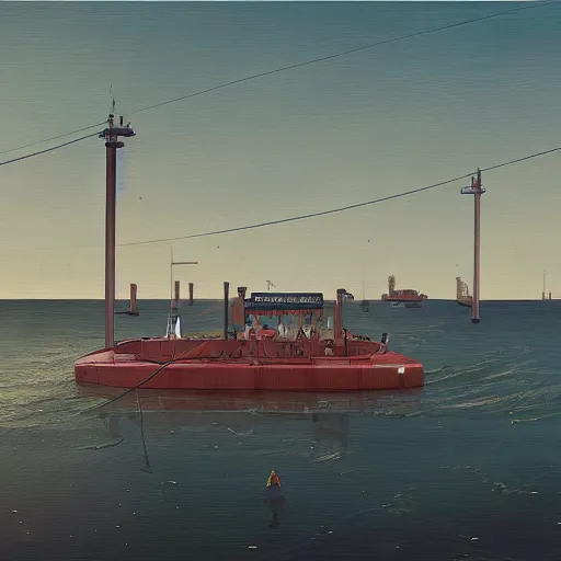 Image similar to yachting club by simon stalenhag