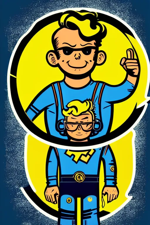 Image similar to fallout 7 6 retro futurist illustration art by butcher billy, sticker, colorful, illustration, highly detailed, simple, smooth and clean vector curves, no jagged lines, vector art, smooth andy warhol style