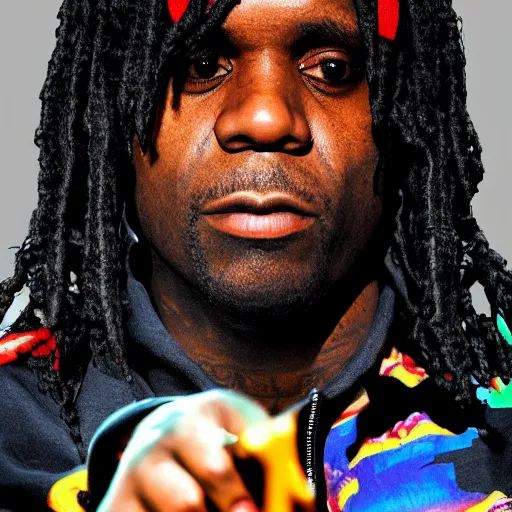 Image similar to Rapper Chief Keef Holding a AK-47 digital art 4K quality super realistic