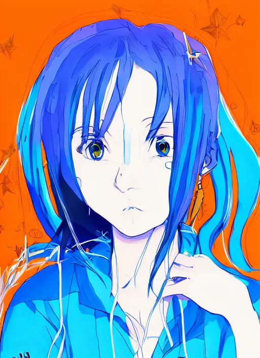 Image similar to a woman with blue hair sitting in the water, an anime drawing by yuumei, featured on pixiv, rayonism, pixiv, seapunk, anime