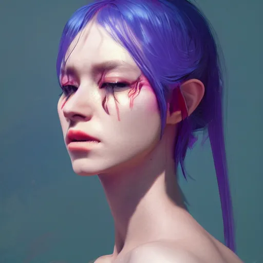 Image similar to a beautiful women swordsman, by beeple, by ruan jia, grim expression, unreal engine, octane rendering, 8 k, closeup, full body, smooth, trending on artstation, digital illustration, blcak hair