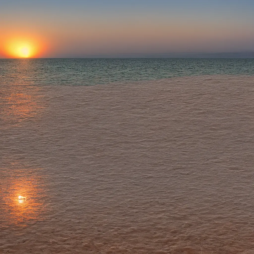 Prompt: a sunset at the dead sea