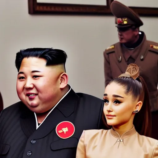 Prompt: ariana grande meeting kim jong un, steampunk