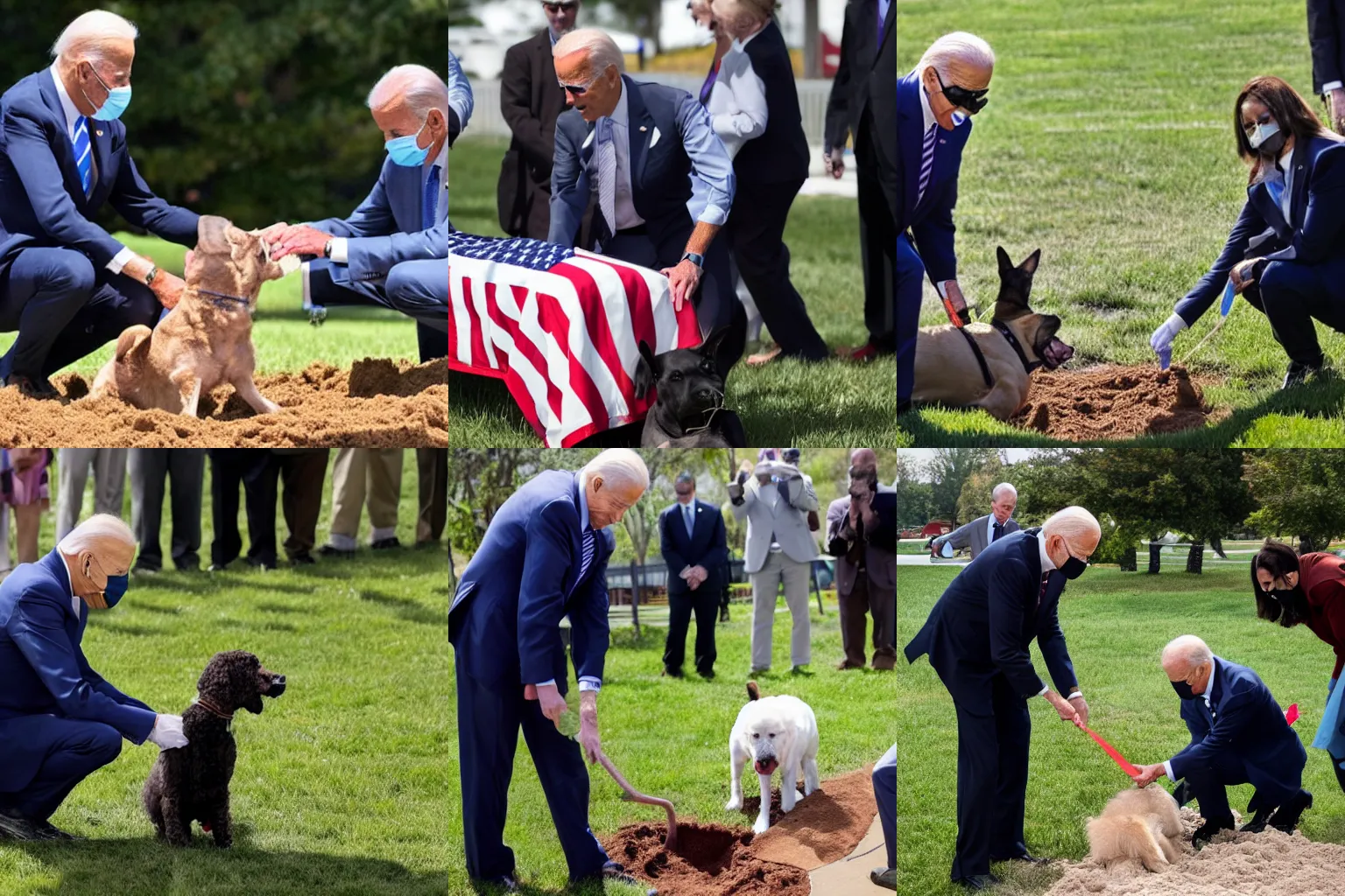 Prompt: joe biden burying a dog alive