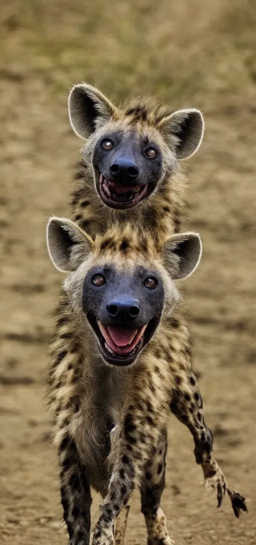 Image similar to a photo of a very happy Hyena wearing a birthday hat,