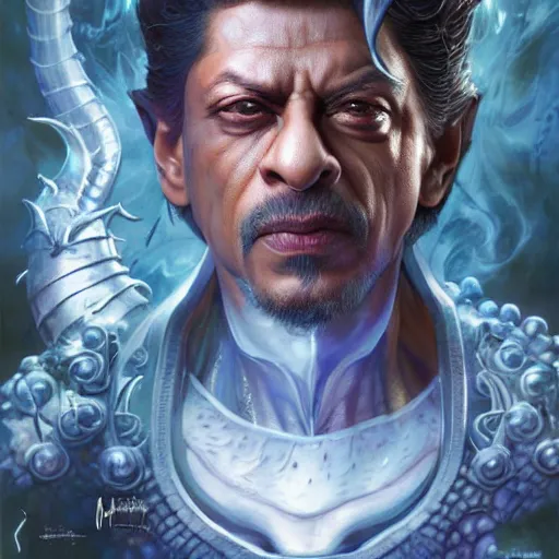 Prompt: shahrukh khan, fantasy character portrait, ultra realistic, wide angle, intricate details, the fifth element artifacts, highly detailed by peter mohrbacher, hajime sorayama, wayne barlowe, boris vallejo, paolo eleuteri serpier