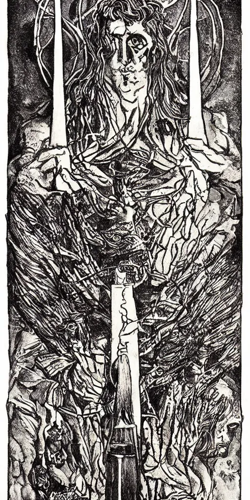 Image similar to the tower tarot card by austin osman spare