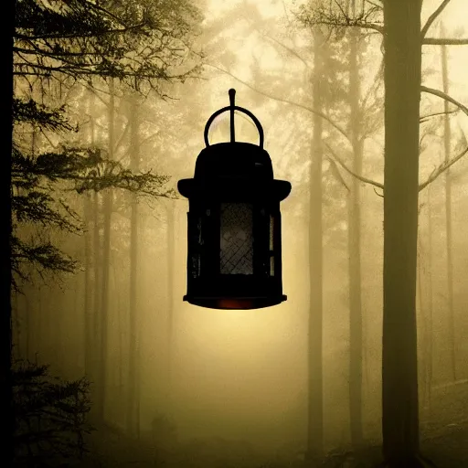 Prompt: a bright lantern in the pitch black, woods, horror, cinematic, intricate, dark, eyes, fog, haunting, 4 k