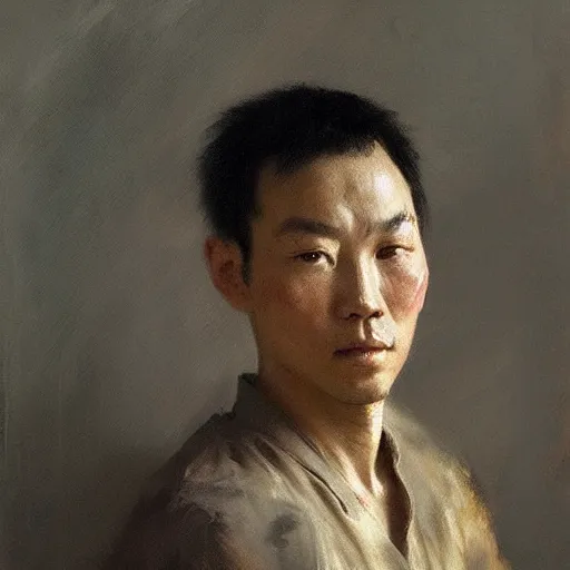 Prompt: vietnamese male portrait by ruan jia