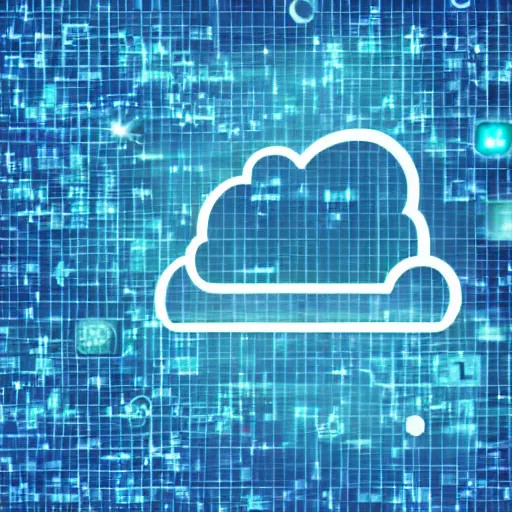 Image similar to a high-tech digital image with cloud icons, matrix, blue