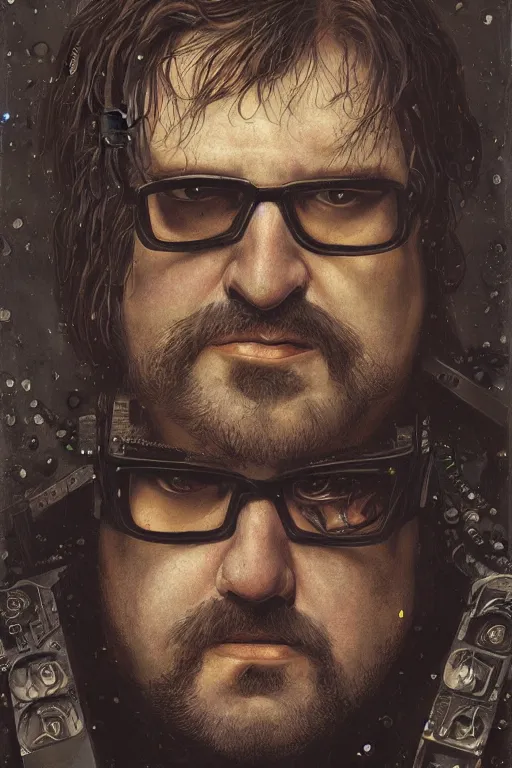 Prompt: portrait of gothic Gabe Newell, cyberpunk, Warhammer, highly detailed, artstation, illustration, art by Gustav Klimt