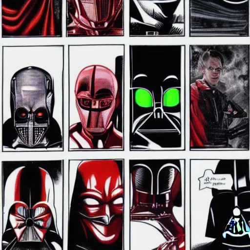 Prompt: portrait of speedster, Ultron, Joker, Darth Vader, Sauron, terminator