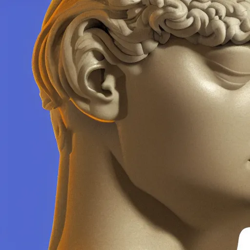 Prompt: a 3 d neon circle on a renaissance statue head, black background, ray tracing, 8 k resolution, sharp focus, hyper detailed, hyper realistic