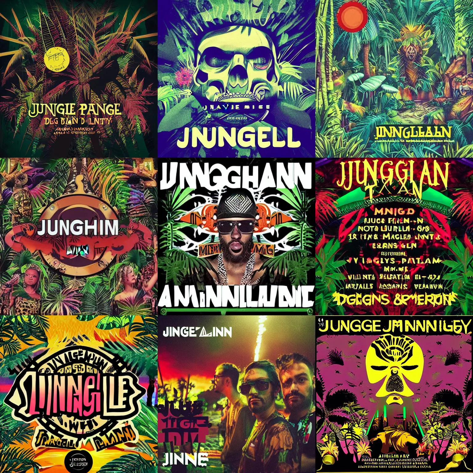 Image similar to jungletrain, amen music jungle party, drugs, beats, flow