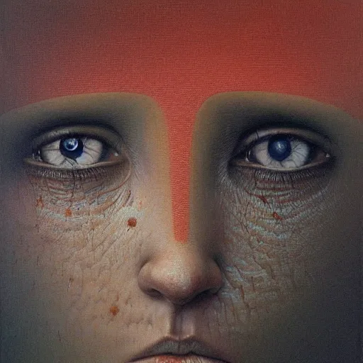 Image similar to beksinski, zdzisław - her eyes wide, oil on canvas