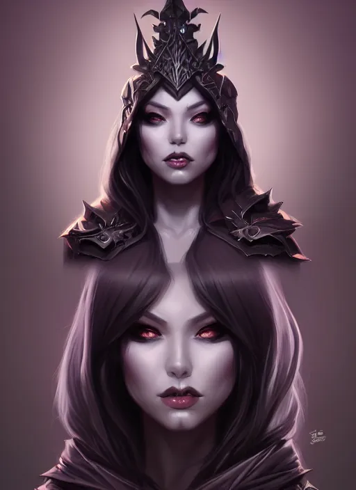 Image similar to ! dream queen of darkness, highly detailed, artgerm style, artstation, soft light, sharp focus, illustration, character design, concept art