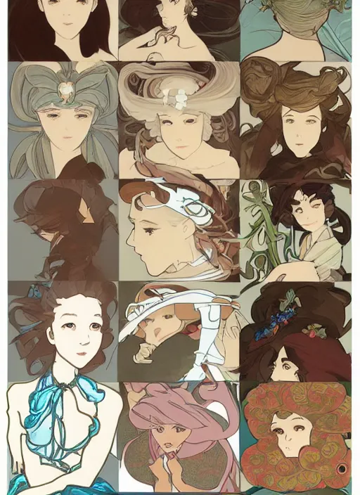 Image similar to photographer character design on white background, drawn by studio ghibli, alphonso mucha, lolish, trending on artstation