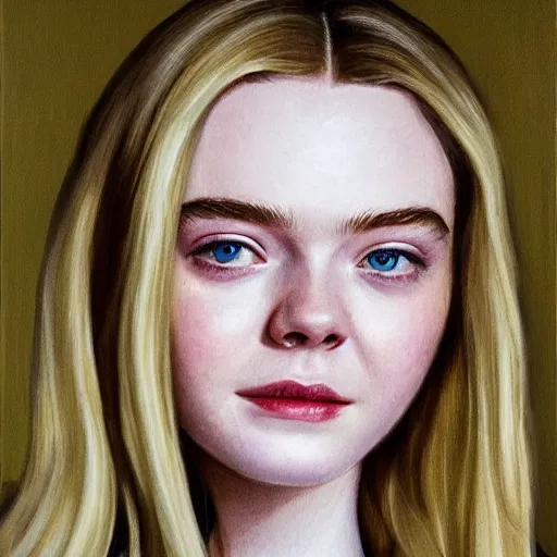 Prompt: Elle Fanning, head and shoulders portrait, extremely detailed masterpiece, one single continues line.
