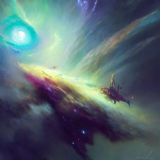 Prompt: ''cinematic shot'' a galaxy dragon made of all the galaxy in the space flying making peace in the universe stars planets realistic atmosferic made by ivan aivazovsky, peter mohrbacher, greg rutkowski volumetric light effect broad light oil painting painting fantasy art style sci - fi art style realism premium prints available artwork unreal engine
