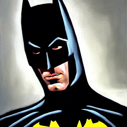 Image similar to Painting of a batman dark knight by Christopher Nolan oil painting