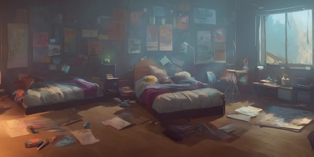 Image similar to an environmental concept art of life is strange, chloe price, bedroom interior, highly detailed, environmental light, cinematic by francis tneh