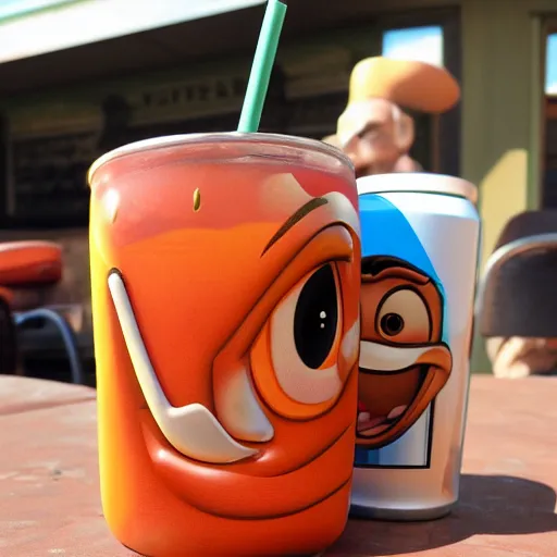 Image similar to tow mater from disney pixar cars 2 2011 drinking soda