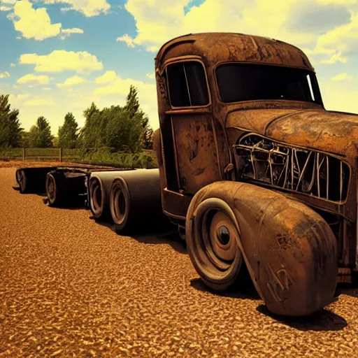 Image similar to semitruck ratrod, cgsociety