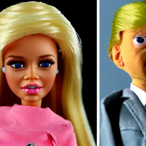 Image similar to e. t. donald trump barbie