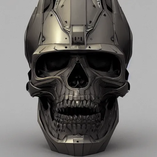 Image similar to a 3d sculpt of a metallic mecha cyberpunk skull helmet melting, intricate detail, very detailed, unreal engine, ray tracing, zbrush, product photo, 8k, artstation