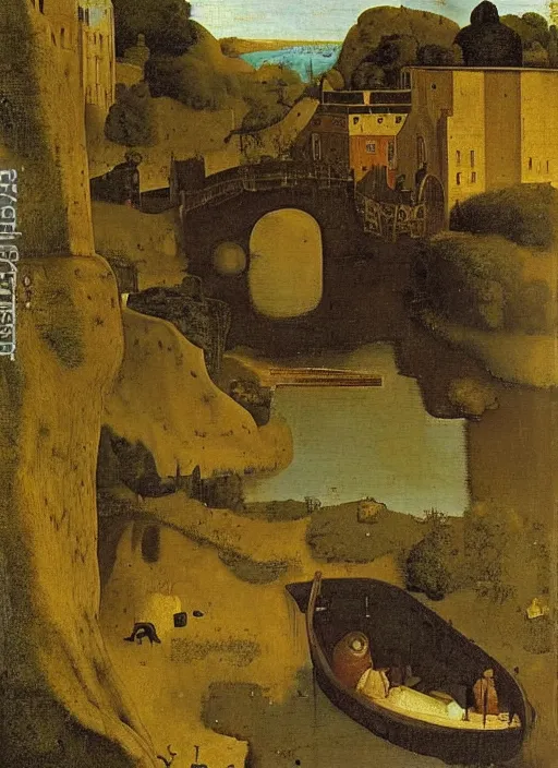 Image similar to unknown water being in the river, medieval painting by Jan van Eyck, Johannes Vermeer