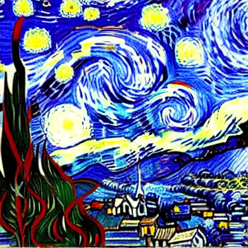 Image similar to a bottle on display filled by the sky painting by van gogh starry night, by van gogh