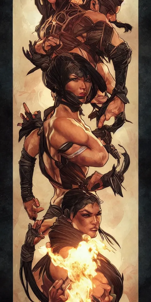 Image similar to Mortal Kombat by Artgerm and greg rutkowski and alphonse mucha