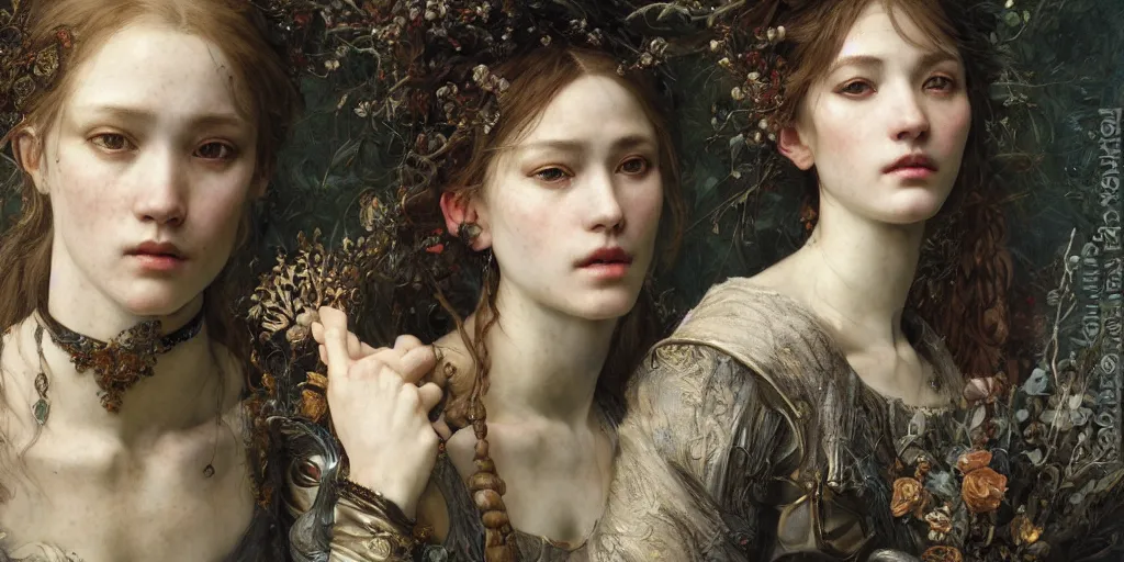 Image similar to masterpiece veracious pertinence salve Reginae, masterpiece by Edgar Maxence and Ross Tran and Michael Whelan and Caravaggio artistic, intricate drawing, realistic fantasy, extremely detailed and beautiful aesthetic celtic face, establishing shot, 8k resolution, dramatic lighting,