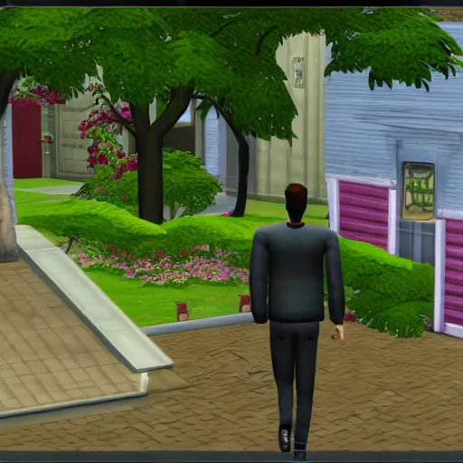 Image similar to the sims 2. a in - game still of the grim reaper.